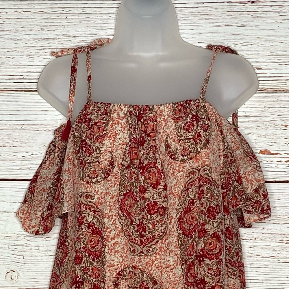 Madewell Silk Cold-Shoulder Dress in Watercolor Paisley Sz S - Picture 7 of 14